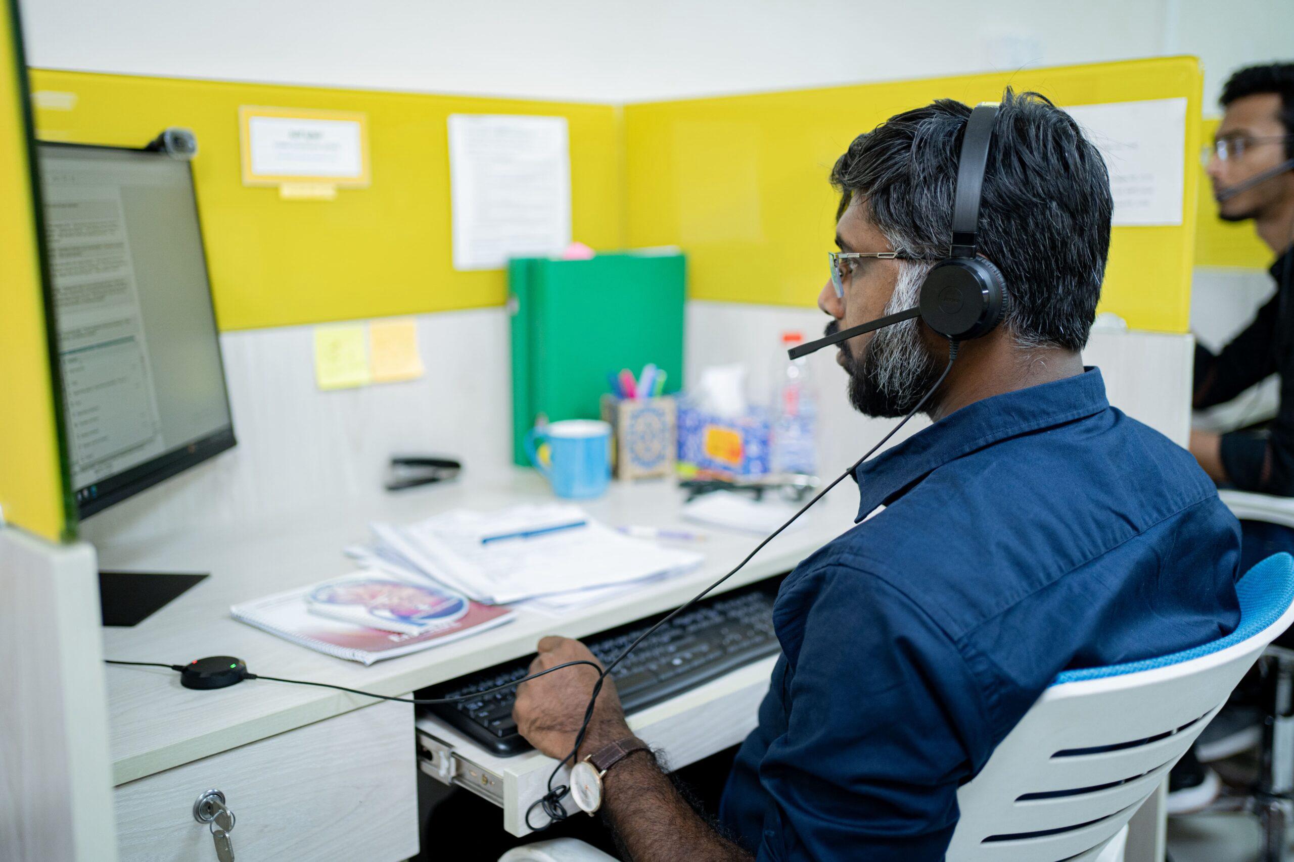 Support representative on phone